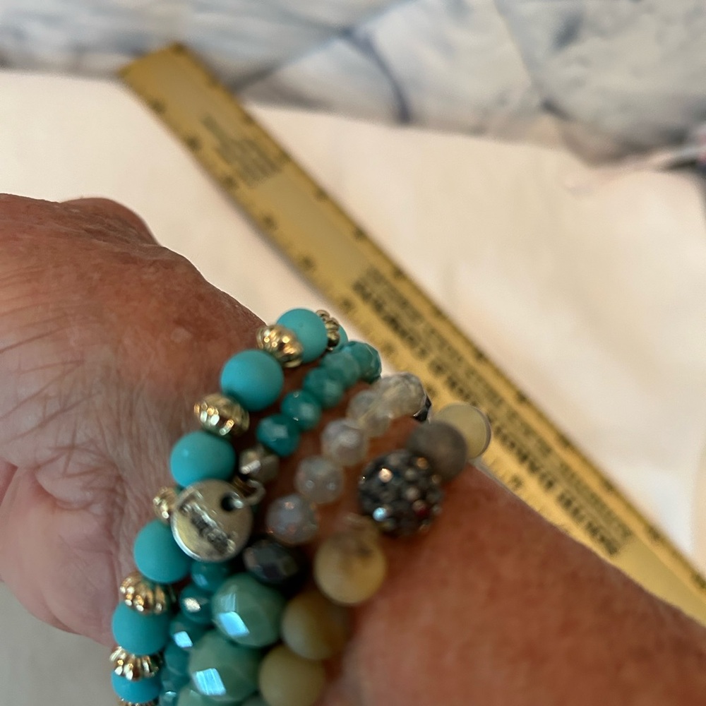 Turquoise Stackable Beaded Bracelets (Four) - image 3